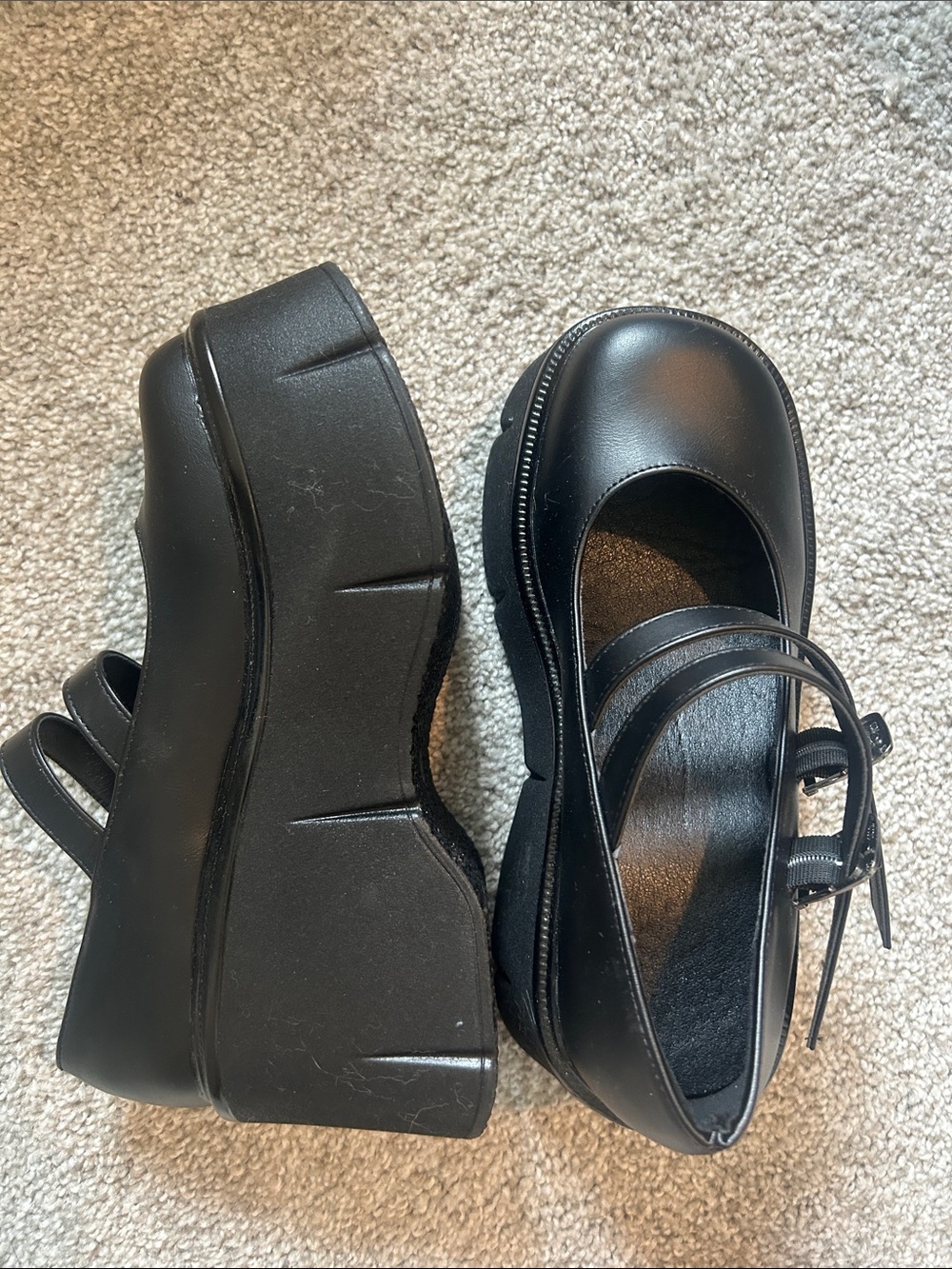 Women's Black Platform Mary Jane Shoes